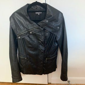 Vince Oversized Collar Leather Jacket